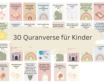Quran verse cards for children and adults, for use during Ramadan or in everyday life for Muslims, Quran verses (Islam)