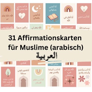 Affirmation cards in Arabic for Muslims (Islam), children and adults also in Ramadan