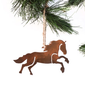 Galloping Horse Ornament, Gift for Horse Lover, Christmas Ornament, Equestrian, Rusty Metal Horse Cutout, WATTO Metal, Rustic Holiday Decor image 1