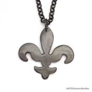 Fleur-de-lis Charm on Dark Grey Chain/ Fleur-de-lis Charm, Fleur-de-lis, Fleur de lis necklace, New Orleans