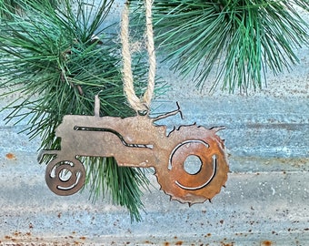 Tractor Rusty Metal Ornament, Christmas Ornament, Farmhouse Decoration, Farmer Gift, Tractor Cutout Metal Silhouette