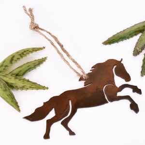 Galloping Horse Ornament, Gift for Horse Lover, Christmas Ornament, Equestrian, Rusty Metal Horse Cutout, WATTO Metal, Rustic Holiday Decor image 10