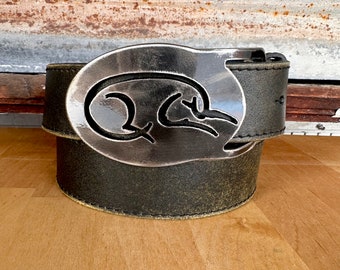 Sleeping Dog Metal Belt Buckle by WATTO Distinctive Metal Wear / Gift for Dog Lover / Interchangeable Buckle