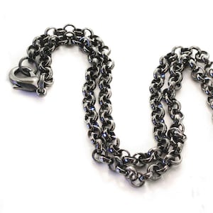 Black Grey Chain by WATTO Distinctive Metal Wear- 24&quot;. 26&quot;, 28&quot;, 30&quot;