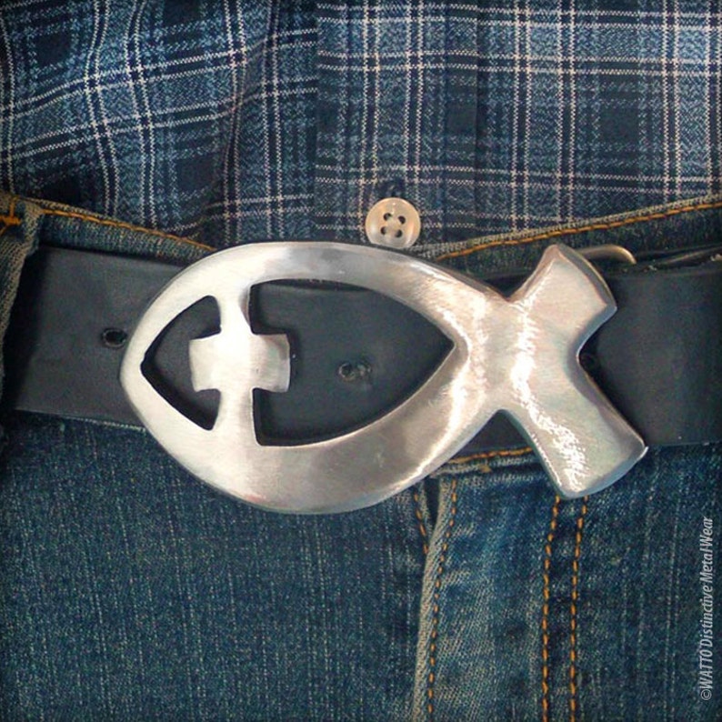Jesus Fish Belt Buckle by WATTO Distinctive Metal Wear/ Etsy