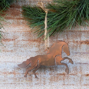 Galloping Horse Ornament, Gift for Horse Lover, Christmas Ornament, Equestrian, Rusty Metal Horse Cutout, WATTO Metal, Rustic Holiday Decor image 9