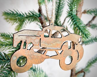 reserved for Cynthia Monster Truck Rusty Metal Ornament, Christmas Ornament, Light Pull, Off-Road Ornament, Gifts for Him