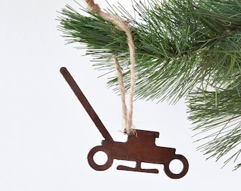 Lawn Mower Rusty Metal Christmas Ornament, Gift for Lawnservice, Lawn Care Worker or Landscaper