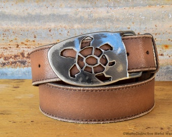 Turtle Metal Belt Buckle by WATTO Distinctive Metal Wear, Novelty Tortoise Buckle