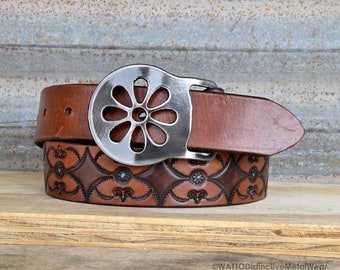 Flower Metal Belt Buckle by WATTO Distinctive Metal Wear / Interchangeable buckle /Handmade buckle / Novelty Buckle / Citrus Slice Buckle