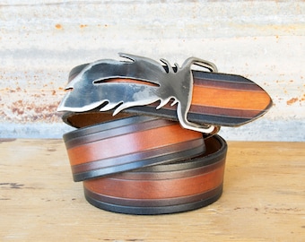 Feather Metal Belt Buckle by WATTO Distinctive Metal Wear, Removeable  interchangeable buckle, Handmade buckle, Novelty Buckle