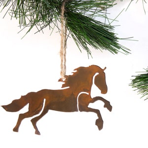 Galloping Horse Ornament, Gift for Horse Lover, Christmas Ornament, Equestrian, Rusty Metal Horse Cutout, WATTO Metal, Rustic Holiday Decor image 8