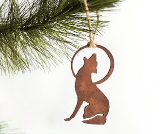 Rustic Howling Wolf Metal Circle Sculpture With Stakes – Moonlit Garden ...
