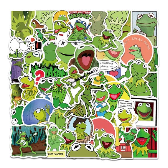 50 Pieces Kermit the Frog Stickers | Original Vinyl Sticker Water