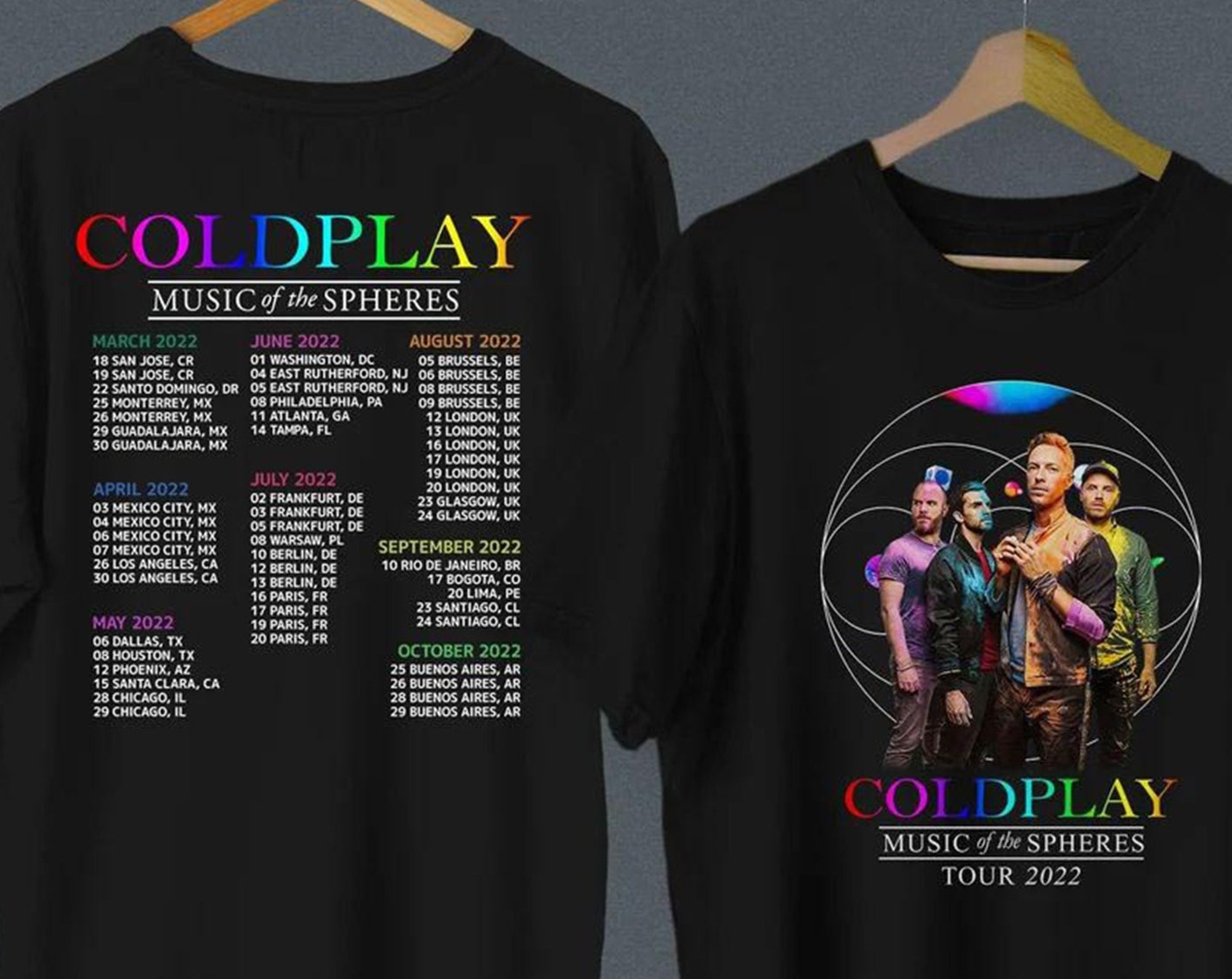 Discover Cold Play World Tour 2022 Double Sided T-Shirt, Coldplay Music Of The Spheres Shirt, Coldplay World Tour Shirt