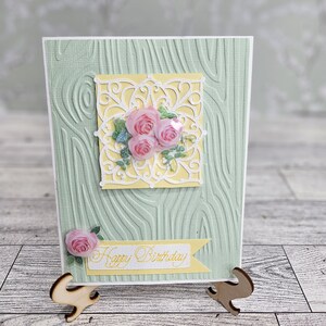 Cartão de aniversário feito à mão com rosas - 4x6 polegadas com envelope