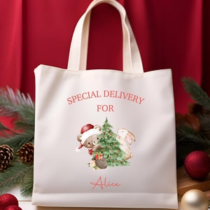Custom Large Santa Sack Bags, Personalized Christmas Tote Bag for Christmas, Custom Christmas Gift Bag, Christmas Eve Box, Holiday Gift Bag