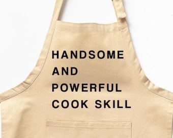 Beau et puissant tablier de cuisinier - Cadeau tablier amusant pour lui, mari ou papa, tablier de cuisine barbecue pour homme avec humour, cadeau pour lui