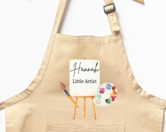 Personalized Little Artist Apron – Custom Art Smock for Kids, Creative Painting Gift for Children, Toddler Craft Apron with Name