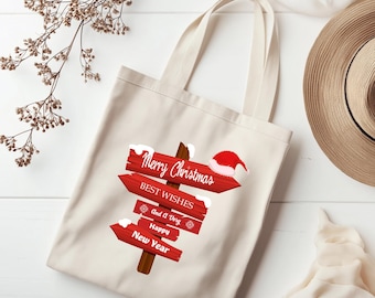Christmas Tote Bag, Tote Bag, Gift for Her, Merry Christmas Tote, Christmas Gift, Vintage Christmas, Retro Christmas, Merry Christmas