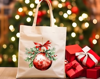 Christmas Tote Bag, Retro Christmas Tote, Vintage Christmas, Christmas Gift, ASMNStudio