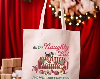 Christmas Tote Bag, Retro Christmas Tote, Vintage Christmas, Christmas Gift, ASMNStudio