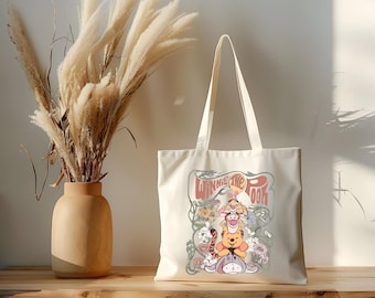Retro Winnie The Pooh Tote Bag, Pooh and Friends Tote Bag, Tote Bag gift, Cute Tote Bag, Casual Disney Tote Bag, Pooh Lover Gift Bag