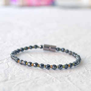 Magnetic Therapy Bracelet Ankle Bracelet with Magnetic Clasp, Black Hematite Jewelry, Grounding Bracelet