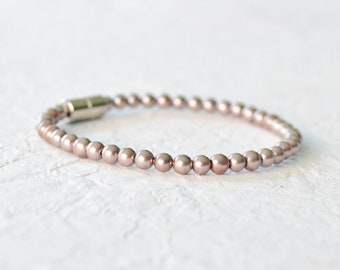 Magnetic Bracelet Ankle Bracelet with Magnetic Clasp, Bronze Pearl Hematite Jewelry, Grounding Bracelet