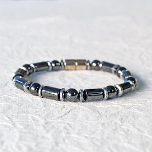 Schwarz und Silber Magnet Armband für Männer mit Magnetverschluss