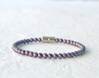 Bracelet Magnétique En Hématite Lilas - Bien-être, Marque Auris, Origine France - Neuf