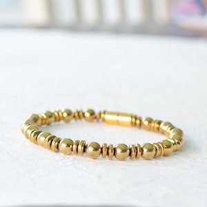 Gold Hematite Bracelet Ankle Bracelet for Women, Magnetic Hematite Jewelry, Magnetic Clasp Bracelet