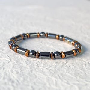 Magnetic Bracelet for Men with Magnetic Clasp, Black Hematite Jewelry, Copper Hematite Jewelry, Magnetic Ankle Bracelet