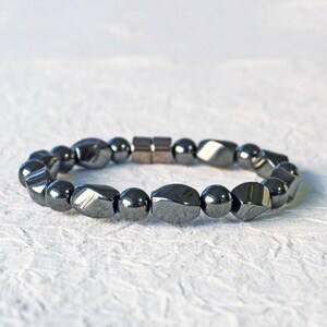 Black Hematite Magnetic Therapy Bracelet with Magnetic Closure, Weighted Bracelet, Men's Magnet Bracelet