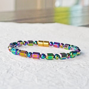 Rainbow Hematite Magnetic Bracelet with Magnetic Clasp