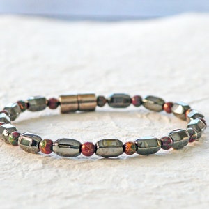 Magnetic Therapy Bracelet Ankle Bracelet with Magnetic Clasp, Grounding Bracelet for Women, Black Hematite Jewelry