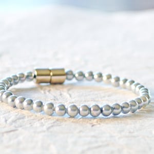 Silver Hematite Magnetic Bracelet Ankle Bracelet for Women, Magnetic Clasp Bracelet, Magnet Jewelry