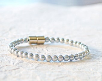 Silver Hematite Magnetic Bracelet Ankle Bracelet for Women, Magnetic Clasp Bracelet, Magnet Jewelry