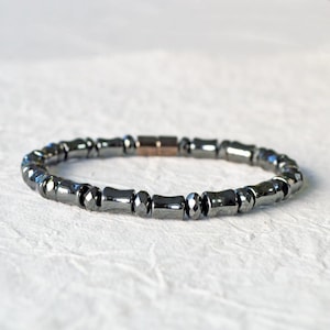 Magnettherapie Armband für Männer mit Magnetverschluss, Schwarzer Hämatit Magnet Armband