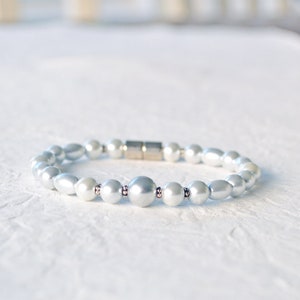 Silver Hematite Magnetic Bracelet with Magnetic Clasp, Magnetic Bracelet for Women, Magnetic Ankle Bracelet