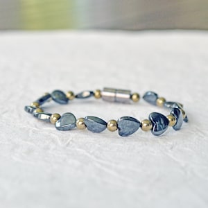 Magnetic Hematite Bracelet with Magnetic Clasp, Magnetic Heart Bracelet, Magnetic Ankle Bracelet