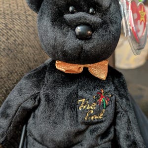 ultra rare &quot; The End&quot; beanie baby black bear 1999 mint condition with 4 error super collectible