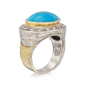 Turkish Designer Kurtulan Ring Turquoise Diamond 24K Gold Silver Vintage Fashion Gift for Her