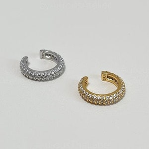 Pave Diamond Ear Cuff, Dainty Pave Ear Cuff, Minimalist Helix Ear Cuff, Delicate S925 Diamond Ear Cuff, Slim Ear Cuff, Cartilage Earrings