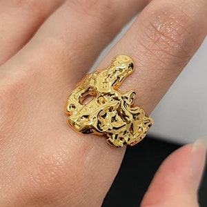 Molten Gold Chunky Ring, Geometric Molten Ring, Irregular Gold Nugget Ring, Liquid Metal Ring, Hammered Ring, Melted Metal Ring
