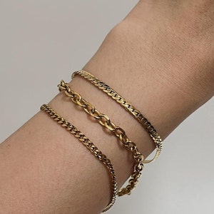 Gold Chain Bracelet, Gold Cable Chain Bracelet, Curb Chain Bracelet, Snake Chain Bracelet, Everyday Jewelry, Minimalist Layering Bracelet