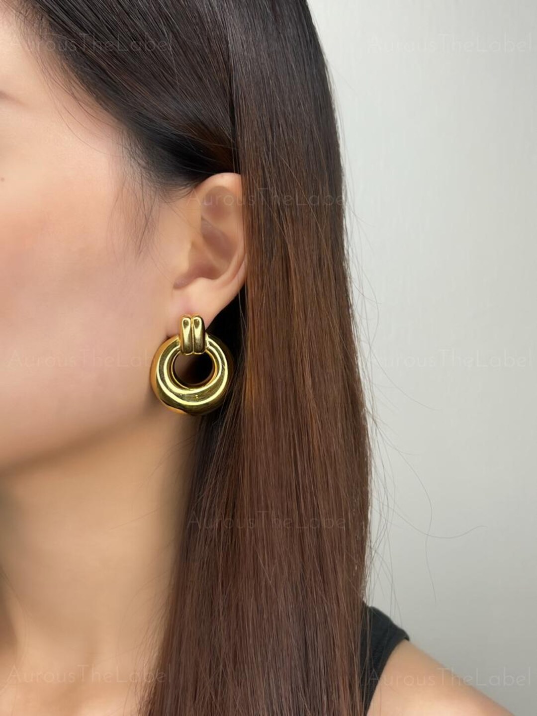 Goldene Statement Ohrringe – Knoten-Tropfen-Design, Vergoldetes Messing, Hypoallergen, In Geschenkbox