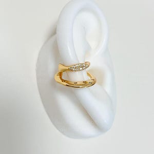 Chunky Ear Cuff, Double Band CZ Ear Cuff, No Piercing Ear Cuff Earrings, Double Layer Ear Cuff, Cartilage Earrings, Stackable Ear Cuff