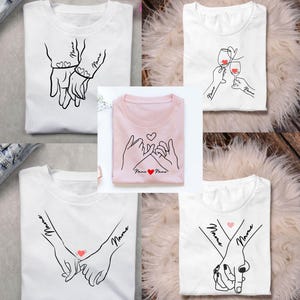 Anpassad T-shirtdesign med linjekonst för par, personliga händer (digital nedladdning)