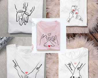 Custom Couple Line Art T-Shirt Design, Personalized Hands (Digital Download)